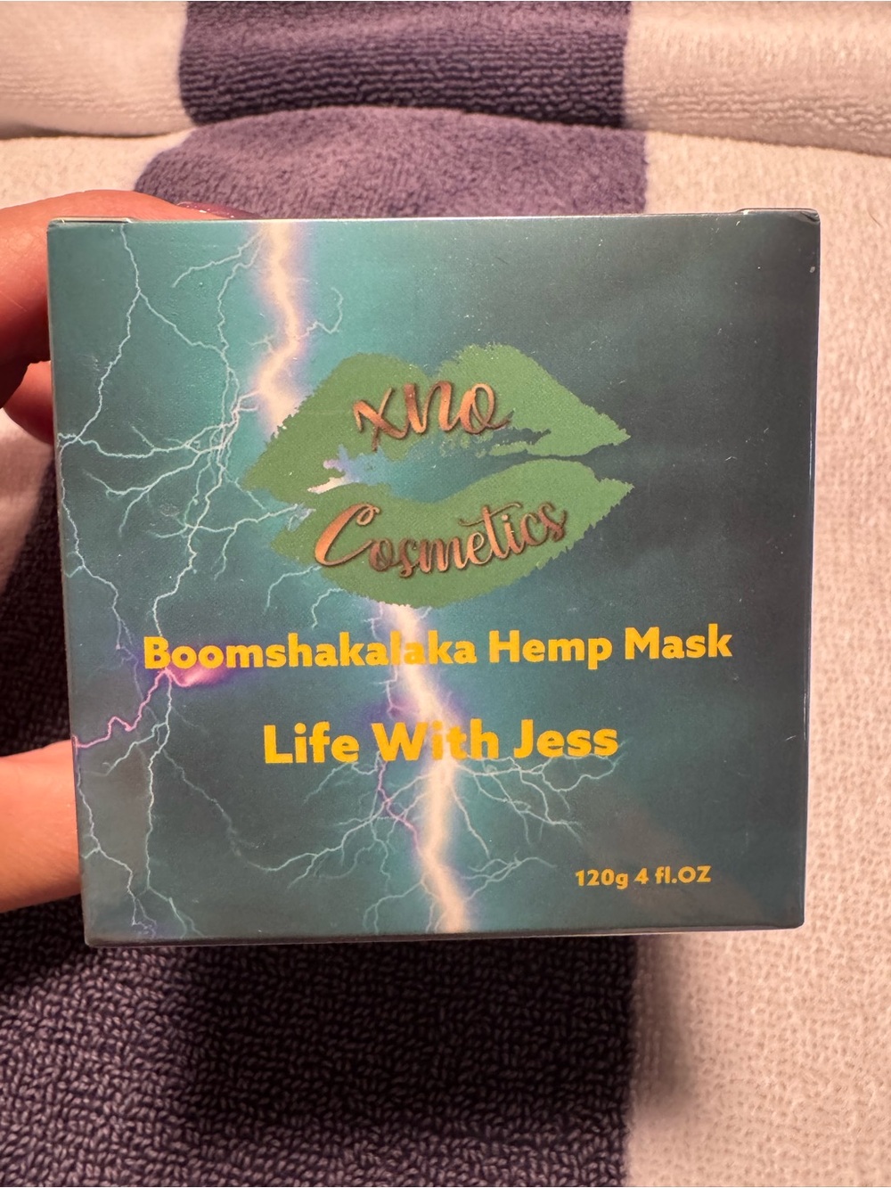 XNO Cosmetics Boomshakalaka Hemp Mask - Teal Box with Yellow Text